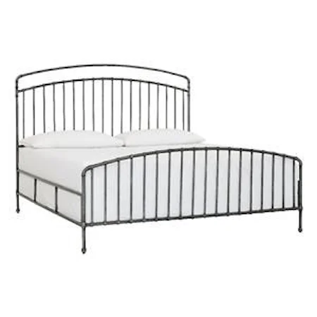 Miriam Queen Metal Bed in Textured Pewter